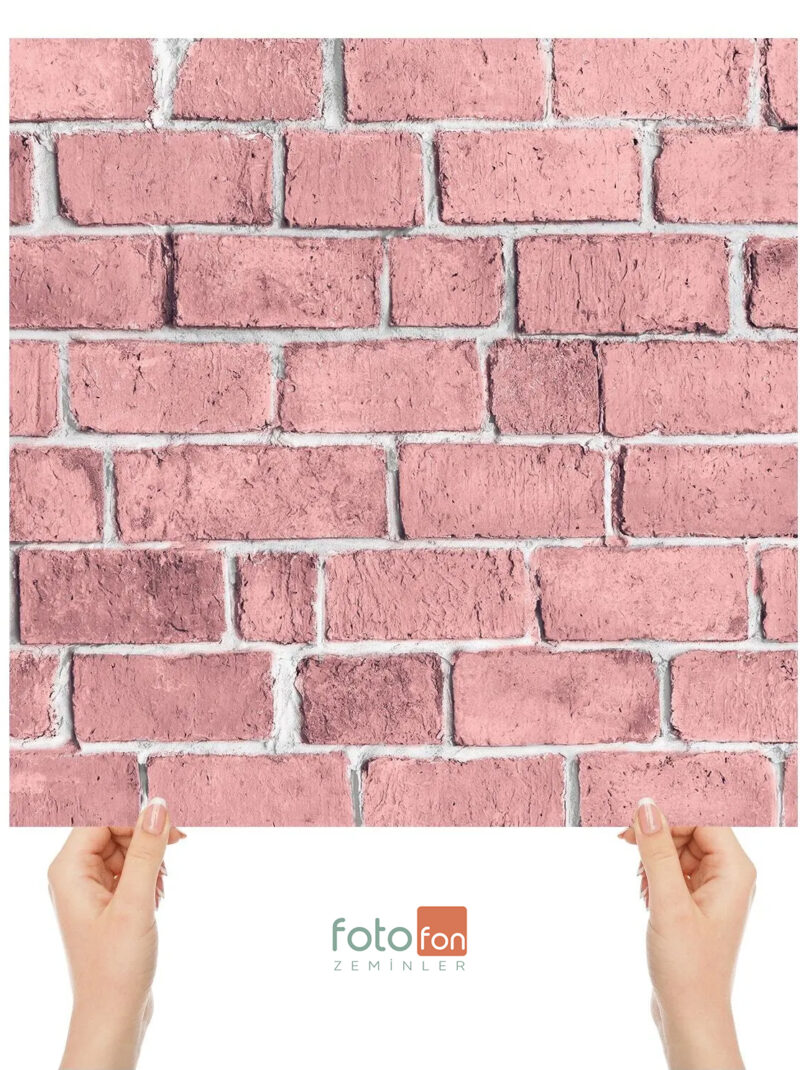 60x60 Cm - Pink Tuğla Desenli Fotoğraf Zemini