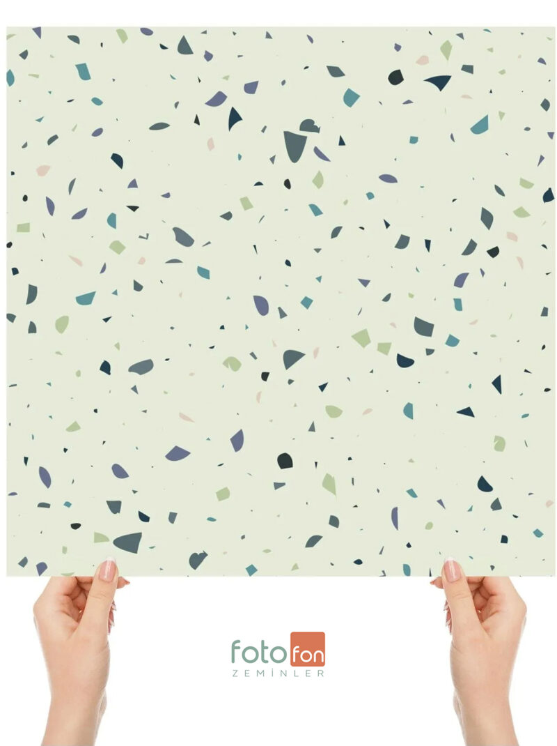 60x60 Cm - Terrazzo Yeşil Desenli Fotoğraf Zemini